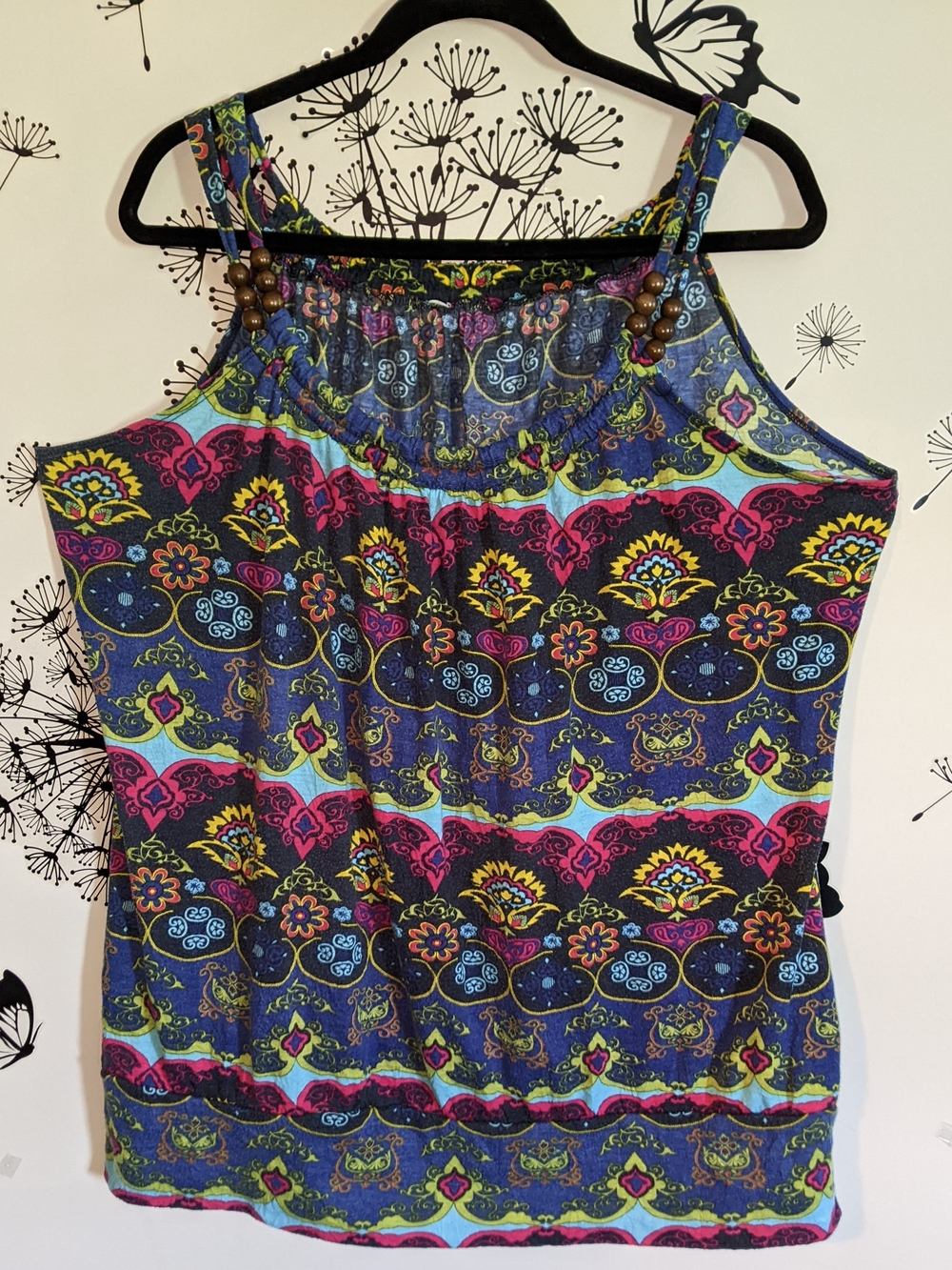 Boho Floral Print Sleeveless Tank Top - Multicolor